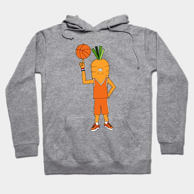 Funny Basketball Player Carrot Character Hoodie by HotHibiscus